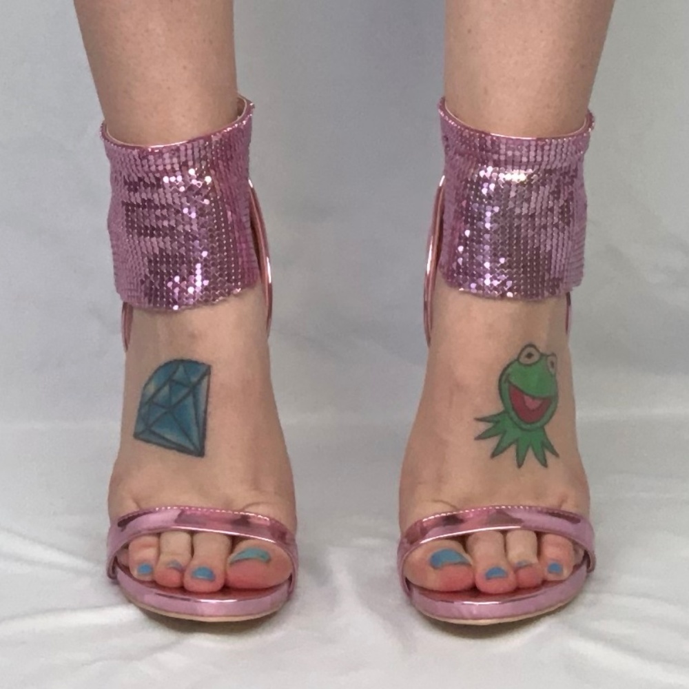 * Pink Pixie Disco Metallic High Heels * NEW cute! - Picture 3 of 8